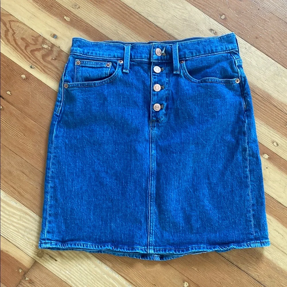 J. Crew Classic Blue‎ Denim Button Fly Skirt 27